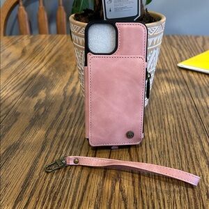 NWT iPhone 14 faux Leather Phone Case.